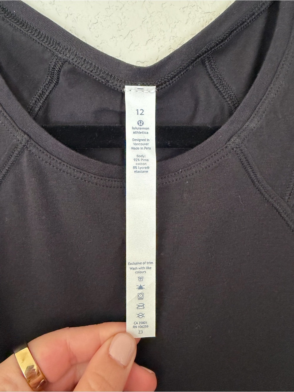 Lululemon Muscle Love Crop Tank Black Pima Cotton Sleeveless Top Size 12 - Picture 3 of 4